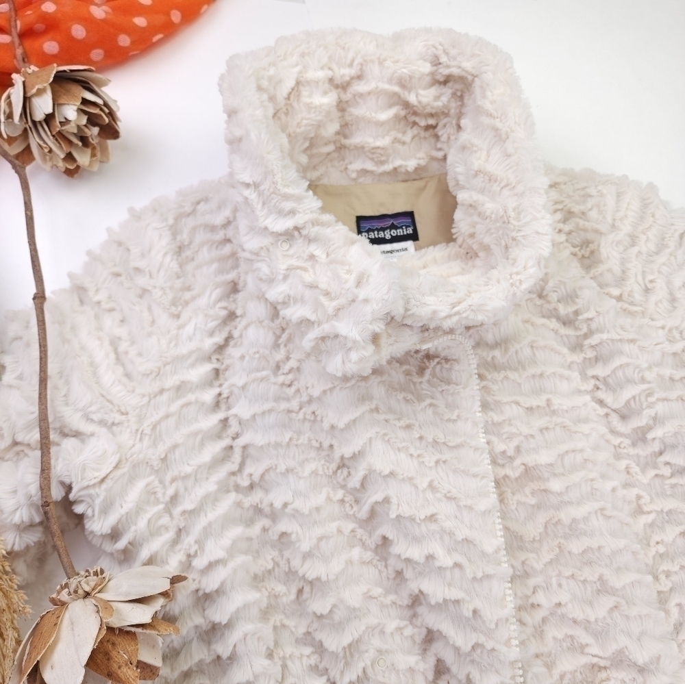 Patagonia Super Fleece Cream Fringe Layered Fleece Coat Xs - Picture 2 of 15